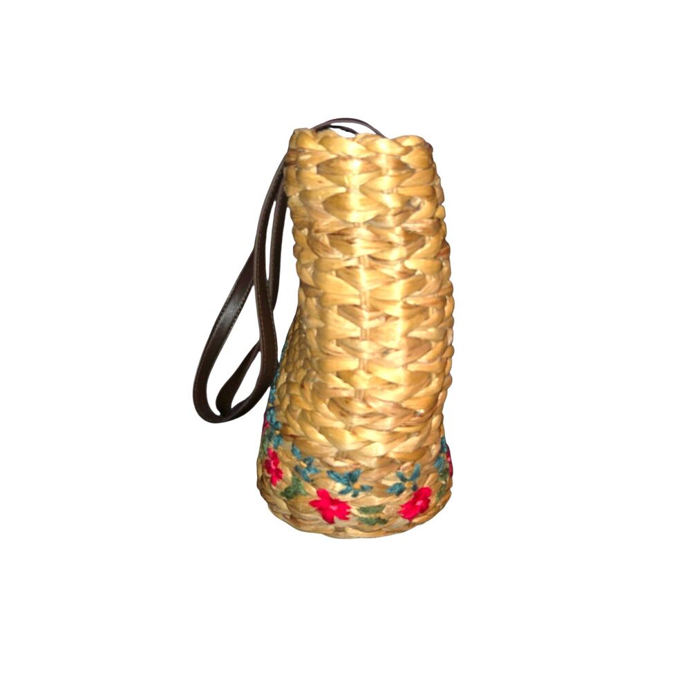 Natural Life Nantucket Large Flower Embroidered Straw Market Tote Bag 17"X12"X6" - Picture 2 of 11